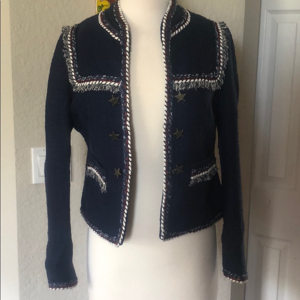 Size 6 Boston Proper Red White and Blue Blazer